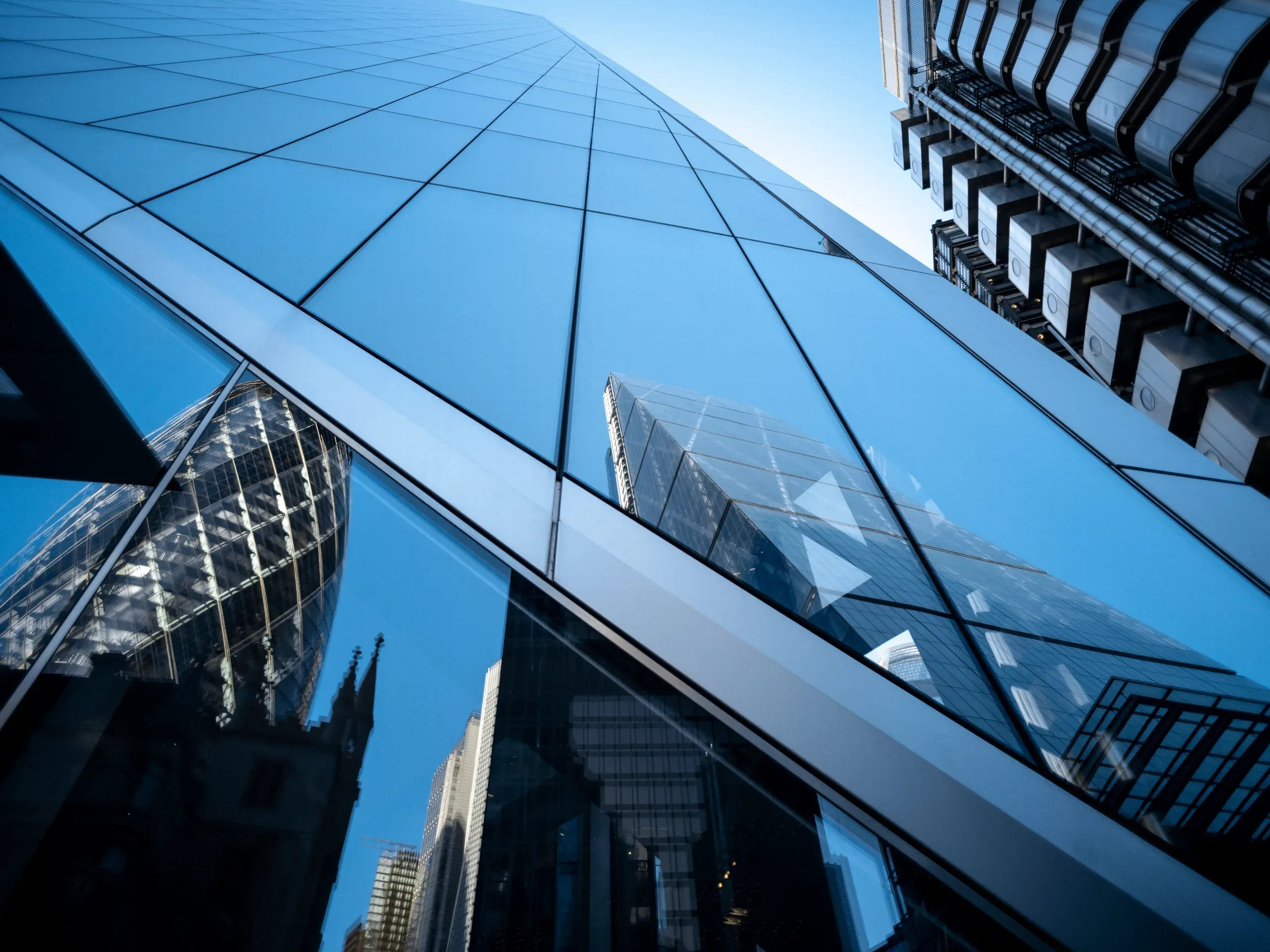 Abstract of glass buildings in city of London