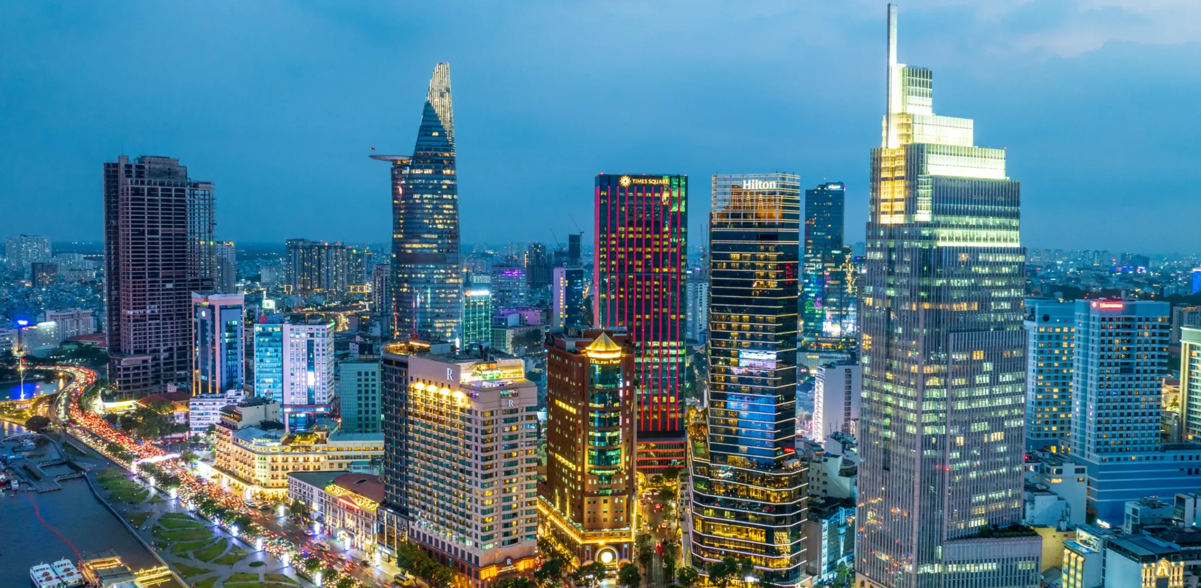 Ho Chi Minh City in Vietnam at night
