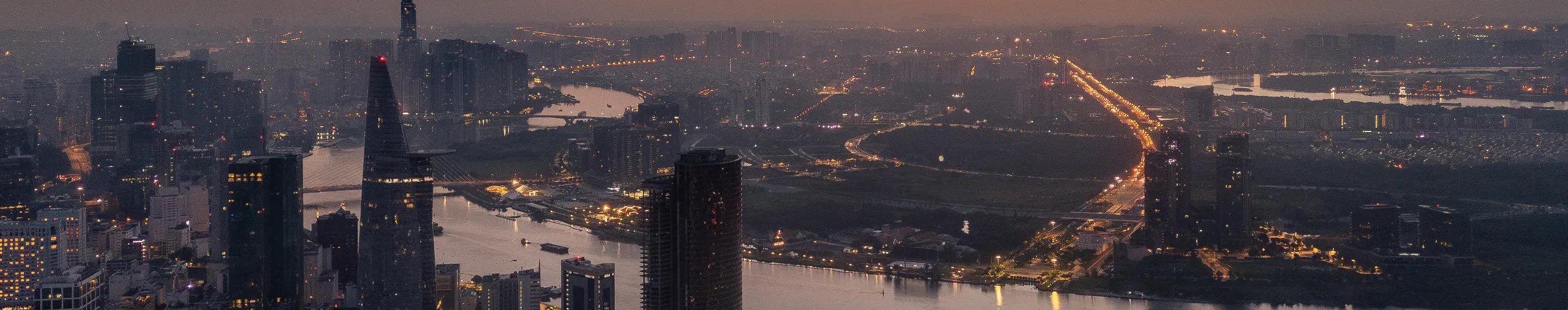 Aerial view of early morning in Ho Chi Minh City, Vietnam