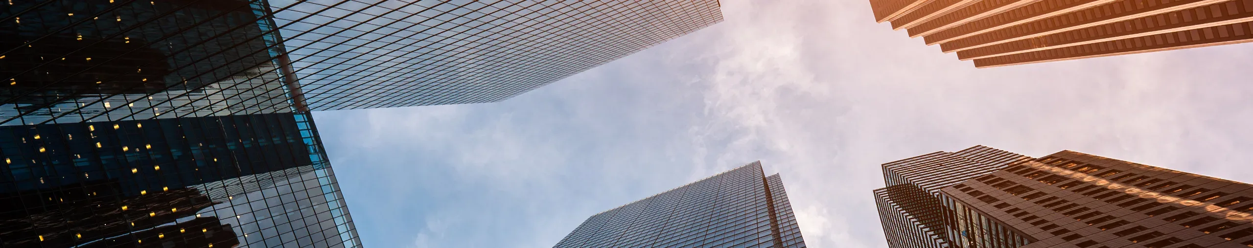 Upward view of skyscrapers